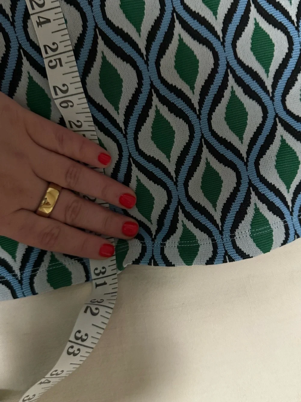 Zara Long Sleeve Geometric Mini Dress in Teal and Green